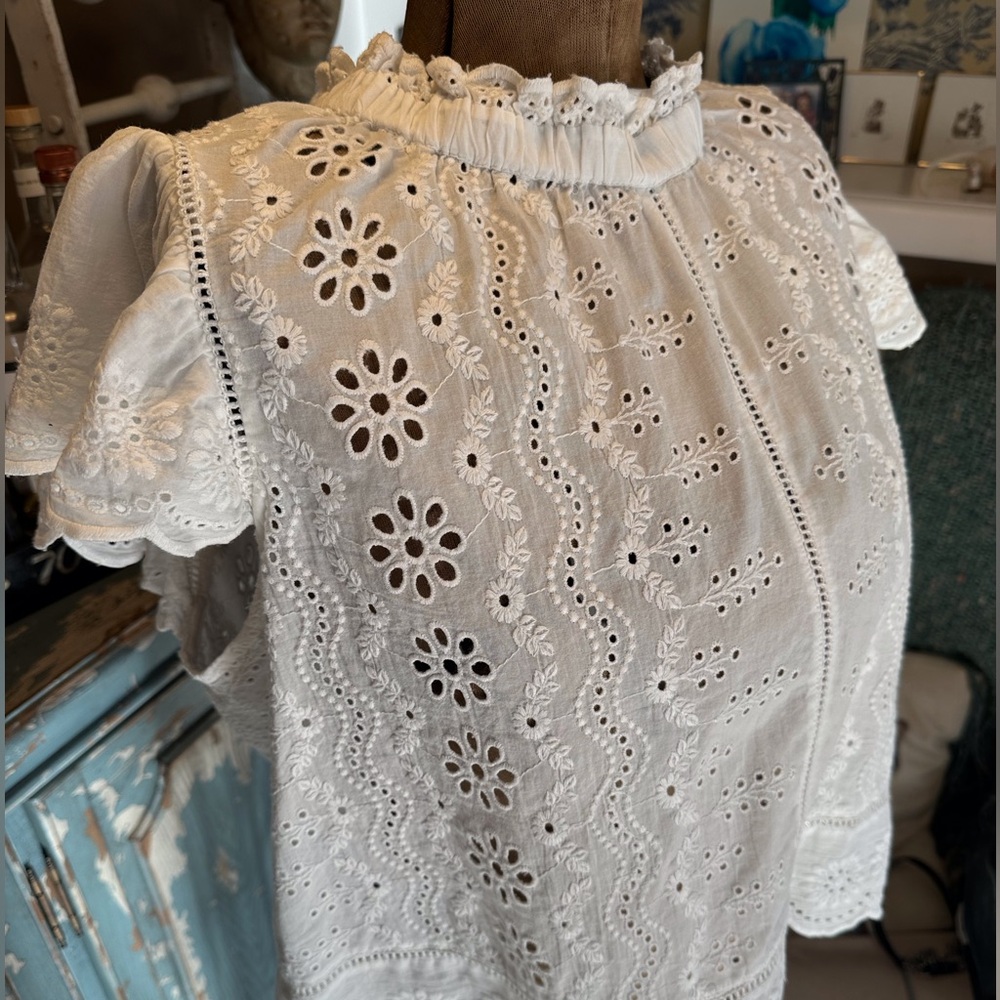 White Eyelet Lace Blouse